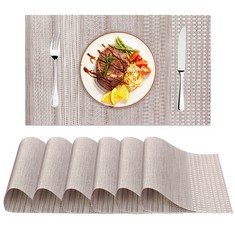 20 X WWW PLACEMATS SET OF 6, WASHABLE TABLE PLACEMATS, PVC HEAT RESISTANT DINNER TABLE PLACEMAT WASHABLE TABLE PLACEMATS FOR KITCHEN FOR HOME KITCHEN HOTEL WEDDING PARTY GREY 6 PCS - TOTAL RRP £216: