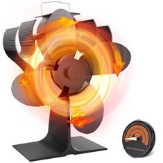 9 X VLOCKY LOG BURNER FAN STOVE FAN 4 BLADES WOOD BURNER FANS WITH THERMOMETER, HEAT POWERED - ECO FRIENDLY - SILENT FIREPLACE FAN FOR WOOD BURNING STOVE/LOG BURNER - TOTAL RRP £116: LOCATION - A RAC