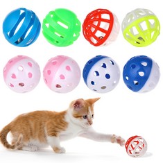 21 X DSLSQD 8 PIECES CAT BELL BALLS TOYS, PLASTIC BALL CAT TOYS LATTICE BALLS WITH BELL BELL KITTEN TOY ASSORTED COLOR 1.7" CAT BALL TOY 3 STYLES FOR INDOOR CATS - TOTAL RRP £106: LOCATION - A RACK