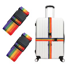 22 X 2 PACK SUITCASE BELTS FOR LUGGAGE ADJUSTABLE WITH QUICK RELEASE BUCKLE, TSA APPROVED (RAINBOW) - TOTAL RRP £108: LOCATION - A RACK