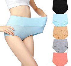 10 X TIANORCAN WOMENS HIGH WAIST COTTON PANTIES BRIEFS SOFT STRETCHY FULL COVERAGE UNDERWEAR(5 PACK) (M) MULTICOLORED - TOTAL RRP £125: LOCATION - A RACK