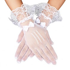 34 X GIANTREE WOMEN'S LACE GLOVES, ELEGANT SHORT LACE GLOVES GROOVY WEDDING GLOVES FOR 70S BRIDE COSPLAY BACHELORETTE PARTY OUTFIT ACCESSORIES(WHITE) - TOTAL RRP £113: LOCATION - A RACK