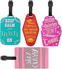 70 X VICLOON LUGGAGE TAGS, 4PCS SILICONE LUGGAGE TAGS FOR SUITCASES, BAGGAGE LABELS, SUITCASE ID TAGS, HANDBAG TAG LABELS, CREATIVE LETTERS TRAVEL BAG LABELS SUITCASE TAGS FOR PRIVACY PROTECTION - TO
