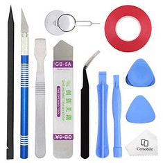 30 X CEMOBILE PROFESSIONAL OPENING PRY TOOL REPAIR KIT WITH DUAL SIDE TAPE ADHESIVE FOR REPAIRING IPHONE IPAD MACBOOK SAMSUNG HTC LG SONY CELLPHONE TABLET LAPTOP, WITH SPUDGERS, TWEEZERS, KNIFE SET -