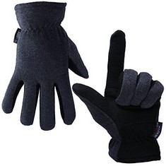 35 X OZERO WINTER GLOVES FOR MEN WOMEN -20°F DEERSKIN THERMAL GLOVES WARM POLAR WOOL SKI GLOVES FOR CYCLING,RUNNING,SKI,WORK IN EXTREMELY COLD WEATHE (GREY, L) - TOTAL RRP £415: LOCATION - B RACK