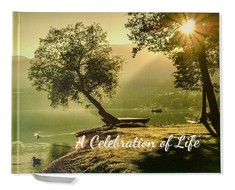 24 X FUNERAL MEMORY BOOK | CONDOLENCE BOOK | MEMORIAL GUEST BOOK | GUEST BOOK FOR FUNERAL HARDCOVER | GUESTBOOK FOR CELEBRATION OF LIFE MEMORIAL SERVICE WITH MEMORY TABLE CARD SIGN (TREE & LAKE) - TO