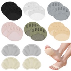 80 X 6 PAIRS METATARSAL PADS, BREATHABLE BALL OF FOOT CUSHION PADS WITH 2 PAIR HEEL GRIPS,SOFT GEL PAIN RELIEF MORTONS NEUROMA PADS FOR MEN OR WOMEN,6 COLORS - TOTAL RRP £266: LOCATION - B RACK