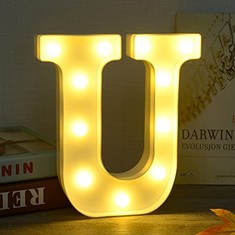 15 X RDUTUOK ALPHABET LIGHT UP LETTERS,LED LETTER LIGHTS SIGN LED MARQUEE LETTER LIGHTS FOR NIGHT LIGHT BIRTHDAY PARTY WEDDING HOME BAR CHRISTMAS DECORATION (U) - TOTAL RRP £112: LOCATION - B RACK