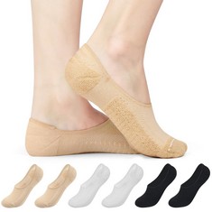 76 X TRAINER SOCKS FOR WOMEN, INVISIBLE NO SHOW CUSHIONED SPORT ANKLE SOCKS WITH NON-SLIP GRIPS, SIZE 4-9 (2 BLACK, 2 WHITE, 2 NUDE) - TOTAL RRP £474: LOCATION - B RACK