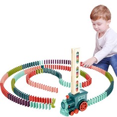 QTY OF ASSORTED ITEMS TO INCLUDE 100 PCS DOMINO TRAIN TOY SET. TOYS FOR KIDS. BLUE. : LOCATION - C RACK