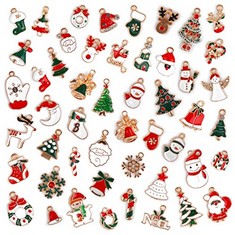 80 X LUSOFIE 50PCS CHRISTMAS CHARMS CUTE ALLOY CHRISTMAS PENDANT REINDEER SNOWMAN JEWELRY CHARM FOR DIY NECKLACE BRACELET - TOTAL RRP £333: LOCATION - A RACK