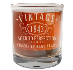 22 X VINTAGE 1943 ETCHED 11 OZ WHISKEY GLASS - 81ST BIRTHDAY GIFTS FOR MEN - CHEERS TO 81 YEARS OLD - 81ST BIRTHDAY DECORATIONS FOR HIM - BEST ENGRAVED BOURBON GIFT IDEAS FOR MEN - DAD GRANDPA 2.0 -: