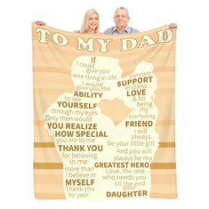9 X UFKAA DAD GIFTS FROM DAUGHTER, PERSONALISED DAD GIFTS, SENTIMENTAL PRESENTS FOR DADDY WHO HAS EVERYTHING, BEST DAD GIFT, SOFT FLANNEL BLANKET FROM KIDS FOR FATHERS DAY CHRISTMAS BIRTHDAY, 60X50 I