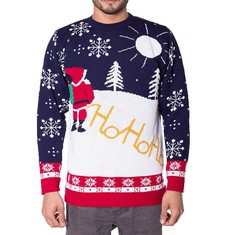7 X NOROZE UNISEX MENS UGLY NAUGHTY KNITTED CHRISTMAS JUMPER (X-LARGE, HO HO SANTA) - TOTAL RRP £134: LOCATION - D RACK