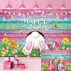 10 X HAPPY EASTER BACKDROP COLORFUL WOOD WALL EASTER BUNNY COLORFUL EGGS PHOTOGRAPHY BACKGROUND SPRING BABY SHOWER NEWBORN KIDS BIRTHDAY PARTY DECOR PHOTO SHOOT PROPS 8X6FT - TOTAL RRP £149: LOCATION