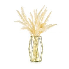 11 X GLASS VASE FOR FLOWERS GOLD, MODERN SMALL VASES FOR PAMPAS GRASS WITH GEOMETRIC METAL RACK FOR ARTIFICIAL FLOWERS LIVING ROOM DINING TABLE DECORATION WEDDING CENTREPIECE ORNAMENTS, 21.5CM HEIGHT