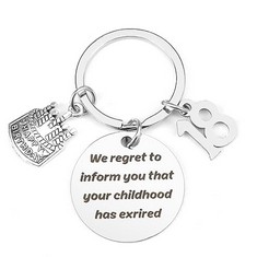 50 X 18TH BIRTHDAY GIFTS, 18TH BIRTHDAY KEYCHAIN, 18TH BIRTHDAY GIFTS FOR GIRLS BOYS, 18TH BIRTHDAY PRESENTS FOR GIRLS, 20TH BIRTHDAY GIFTS FOR HIM WE REGRET TO INFORM YOU THAT YOUR CHILDHOOD HAS EXP