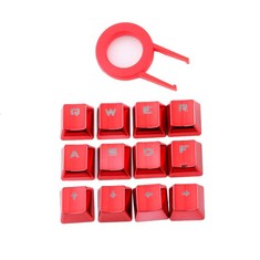 14 X 12 KEYS RED COLOR KEYCAPS DOUBLE SHOT INJECTION BACKLIT OEM PROFILE ANSI LAYOUT METALLIC ELECTROPLATED FOR MECHANICAL SWITCH KEYBOARDS WITH KEY PULLER - TOTAL RRP £116: LOCATION - F RACK