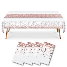 21 X KENOBI 4 PACK DISPOSABLE TABLECLOTH FOR RECTANGLE TABLES, 137 X 274 CM WATERPROOF PARTY TABLE COVER FOR INDOOR OR OUTDOOR BIRTHDAY THANKSGIVING CHRISTMAS WEDDING PICNIC BBQ HALLOWEEN PARTY - TOT