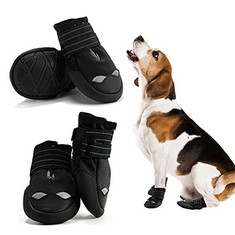 22 X AQH DOG BOOTS WATERPROOF SHOES FOR DOGS WITH REFLECTIVE STRAPS, RUGGED ANTI-SLIP SOFT SOLE DOGS PAW PROTECTOR FOR SMALL MEDIUM LARGE DOG (5#, BLACK) - TOTAL RRP £316: LOCATION - A RACK