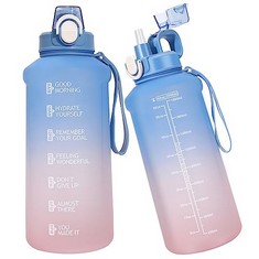 13 X WENLIM 2 LITRE LARGE WATER BOTTLE WITH STRAW, 2L SPORT MOTIVATIONAL DRINKS BOTTLE WITH TIME MARKINGS FOR FITNESS GYM AND OUTDOOR SPORTS - TOTAL RRP £129: LOCATION - H RACK