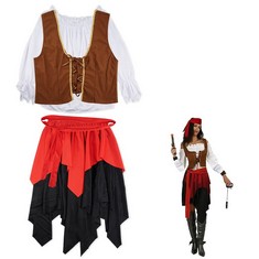 15 X YOUMU WOMEN PIRATE COSTUME, WOMEN'S PIRATE OUTFIT FOR COSPLAY, INCLUDING SHIRT FITS PIRATE COSTUME FOR WOMEN - TOTAL RRP £334: LOCATION - H RACK