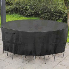 7 X GARPROVM GARDEN FURNITURE COVERS,ROUND GARDEN TABLE COVER 600D HEAVY DUTY OXFORD FABRIC PATIO OUTDOOR CIRCULAR TABLE COVER WATERPROOF,WINDPROOF & ANTI-UV PATIO SET COVER (Ø190X80CM)-BLACK - TOTAL