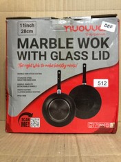 4X NUOVVA 11 INCH MARBLE WOK WITH GLASS LID: LOCATION - C