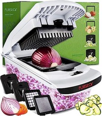 6 X VEGETABLE CHOPPER VEGETABLE CUTTER - VEGGIE ONION SALAD FOOD CHOPPER MANUAL - POTATO CHIPPER - VEG CHOPPER AND DICER - KITCHEN TOOLS & GADGETS (4-IN-1 WHITE) - TOTAL RRP £117: LOCATION - C