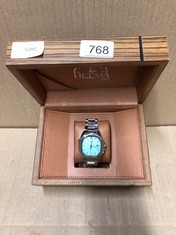 MENS HELMA DH STAINLESS STEEL STRAP 5ATM WATER RESISTANTJAPANESE MIYOTA MOVEMENT WOODEN GIFT BOX INCLUDED: LOCATION - D
