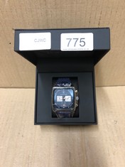 MENS LOUIS LACOMBE WATCH SQUARE DIAL WITH WHITE SUB DIALS BLUE LEATHER STRAP 3ATM HAND ASSEMBLED RRP £420: LOCATION - D