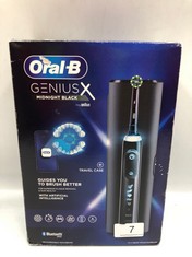 ORAL-B GENIUS X ELECTRIC TOOTHBRUSH WITH ARTIFICIAL INTELLIGENCE, APP CONNECTED HANDLE, 1 TOOTHBRUSH HEAD & TRAVEL CASE, 6 MODE DISPLAY WITH TEETH WHITENING, 2 PIN UK PLUG, BLACK.: LOCATION - A