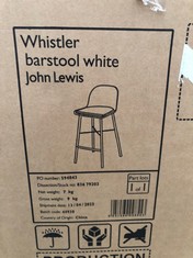 WHISTLER BAR STOOL WHITE RRP £129: LOCATION - FURNITURE(COLLECTION OR OPTIONAL DELIVERY AVAILABLE)