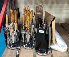 QTY OF ASSORTED KNIVES WITH BLOCKS - ID MAY BE REQUIRED - COLLECTION ONLY - LOCATION BACK RACK
