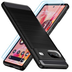 15 X TESRANK PHONE CASE FOR GOOGLE PIXEL 7 CASE + 2 PACKS TEMPERED GLASS SCREEN PROTECTOR, SOFT TPU COVER [CARBON FIBER TEXTURE] [SHOCK ABSORPTION] PHONE COVER FOR GOOGLE PIXEL 7-BLACK - TOTAL RRP £1