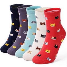 20 X ELIFE ACC LADIES COTTON SOCKS NOVELTY FUNNY ANIMAL LOVERS GIFTS MULTIPACK FOR WOMEN UK 3-6.5 EU 34-39 (CAT, 5) - TOTAL RRP £166: LOCATION - B