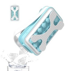 10 X SILICONE ICE CUBE TRAY, (1 PACK) ICE CUBE MOLD WITH LID, ICE BALL MAKER, BPA-FREE, FOR FAMILY PARTIES, BARS, WHISKEY, 18-CAVITY (LIGHT BLUE) - TOTAL RRP £110: LOCATION - C