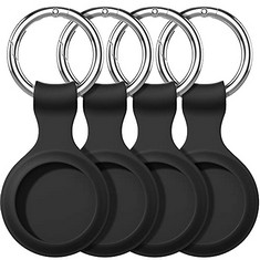 26 X AWINNER COMPATIBLE FOR AIRTAG CASE KEYCHAIN ,SILICONE PROTECTIVE COVER SECURE HOLDER WITH KEY RING-4 PACK (BLACK) - TOTAL RRP £130: LOCATION - C