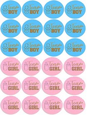 28 X 48 PCS GENDER REVEAL STICKERS,24 PCS TEAM BOY AND 24PCS TEAM GIRL STICKERS WITH GOLD FOIL GENDER REVEAL PARTY STICKERS FOR BABY SHOWER DECORATIONS VOTING GAMES - TOTAL RRP £86: LOCATION - C