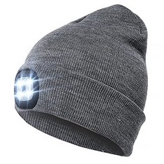 19 X LED BEANIE HAT WITH LIGHT USB RECHARGEABLE LIGHTED BEANIE CAP FOR MEN WOMEN GIFTS, WINTER WARM HEAD TORCH CAP HANDS FREE CAP UNISEX KNITTED HAT WITH LIGHT FOR WALKING,BIKING,HUNTING,3 BRIGHTNESS
