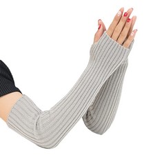 12 X SUNTRADE WOMEN GIRLS KNIT SOFT STRETCHY FINGERLESS GLOVES ARM WARMERS LONG GLOVES (GRAY) - TOTAL RRP £114: LOCATION - A