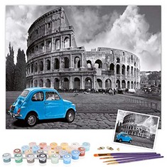 16 X TAHEAT PAINT BY NUMBERS FOR ADULTS, DIY ACRYLIC CANVAS OIL PAINTING KIT FOR KIDS BEGINNER, 16 X 20 INCHES COLOSSEUM IN ROME LANDSCAPE PATTERN WITH BRUSHES AND ACRYLIC PIGMENT WITHOUT FRAME - TOT