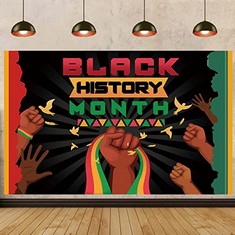 12 X BLACK HISTORY MONTH BACKDROP FOR PHOTOGRAPHY AFRICAN AMERICAN HERITAGE FESTIVAL BACKGROUND BLACK HISTORY MONTH HOLIDAY PARTY DECORATIONS SUPPLIES FOR HOME (8X6FT(94X70INCH)) - TOTAL RRP £187: LO