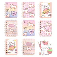 13 X GZG XKJ 8 PCS A7 CUTE CARTOON NOTEPAD PORTABLE SMALL SPIRAL NOTEBOOK WITH CUTE CARTOON PATTERN MINI NOTEBOOK POCKET NOTEBOOKS FOR MAKE A LIST PLAN A TRIP WRITE DOWN MEMORIES NOTES - TOTAL RRP £9