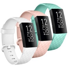 27 X YANDU 3 PACK REPLACEMENT COMPATIBLE FOR FITBIT CHARGE 3 STRAP/CHARGE 4 STRAP, ADJUSTABLE REPLACEMENT SPORT ACCESSORY WRISTBAND FOR FITBIT CHARGE 3 / CHARGE 4 (04 WHITE, PINK, MINT GREEN, SMALL)
