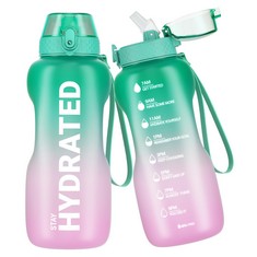 21 X HIPPOS WATER BOTTLE, 500ML/800 ML/1000 ML/2L SPORTS WATER BOTTLE WITH STRAW AND TIME MARKINGS, MOTIVATIONAL DRINKS BOTTLE TO STAY HYDRATED, TRITAN, BPA FREE, LEAKPROOF, FOR GYM SCHOOL OFFICE(1 B