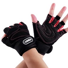 77 X COLIXPET GYM GLOVES, WEIGHT LIFTING GLOVES WITH WRIST WRAP SUPPORT GLOVES FOR MEN & WOMEN PALM PROTECTION FOR WORKOUT TRAINING?FITNESS, HANGING, PULL UPS RED SIZE L - TOTAL RRP £448: LOCATION -