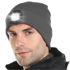14 X ATTIKI LED LIGHTED BEANIE CAP FOR ADULTS, USB RECHARGEABLE 4 LED HEADLAMP HAT, UNISEX WINTER KNIT HAT TORCH FOR RUNNING CYCLING CAMPING, CHRISTMAS TECH GIFTS FOR MEN DAD WOMEN TEENS - TOTAL RRP