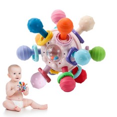 40 X MYDOVA BABY RATTLE TOYS, TEETHING TOYS FOR BABY, ACTIVITY BABY BALL, 3-6 MONTHS BABY TOYS, MULTIPLE WAYS TO PLAY, BPA-FREE TEETHER TOY, NEWBORN TOYS FOR 0-12 MONTHS GIRLS BOYS GIFTS(PINK) - TOTA