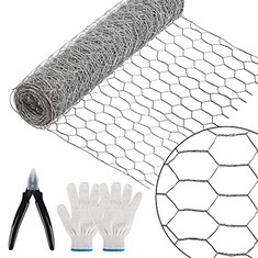 20 X KWODE 400MM X 5M CHICKEN WIRE MESH ROLL,GALVANIZED HEXAGONAL WIRE USED FOR GARDENING MESH OR FRUIT NETTING AND RABBIT FENCING,MESH FENCE NETTING WITH MINI WIRE CUTTING PLIERS AND GLOVES - TOTAL